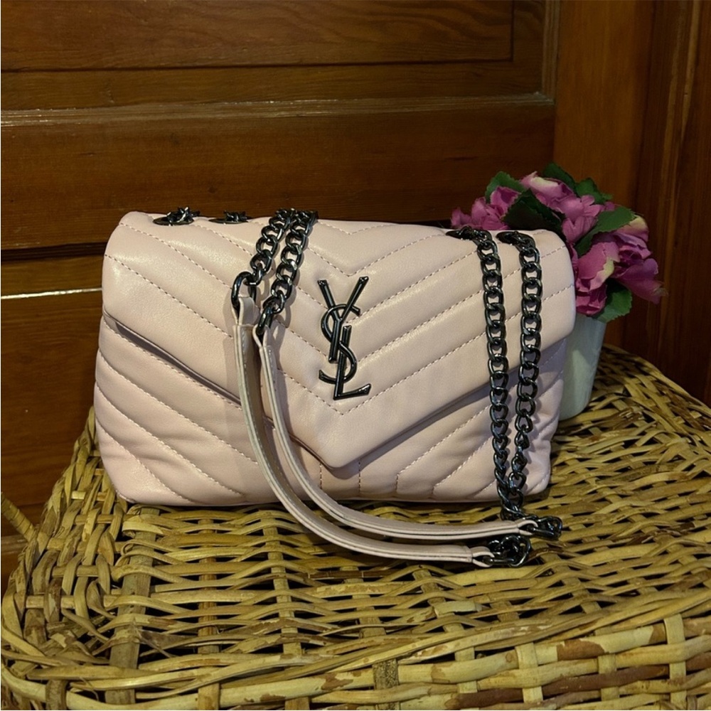 Yves Saint Laurent Quilted Leather Shoulder Bag in Light Pink